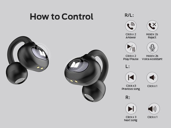 MONSTER AC339 - Open-Ear Bluetooth Earbuds – Wireless Air Conduction Headphones